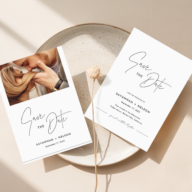Romantisches Minimalistisches Foto Save the Date Einladung (Von Creator hochgeladen)