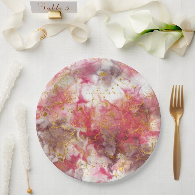 Romantisches modernes abstraktes Design Pappteller (Hochzeit)
