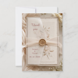 Romantisches modernes Vellum-Hochzeitswachssiegel Dankeskarte