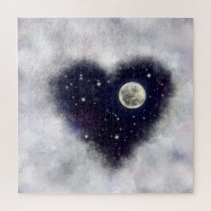 Romantisches Mondpuzzle Herz - Liebe Puzzle