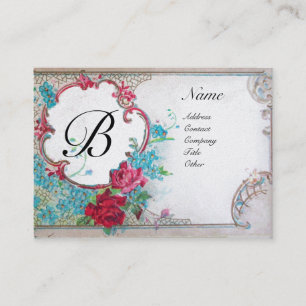 ROMANTISCHES MONOGRAM, platinmetallisches Papier, Visitenkarte