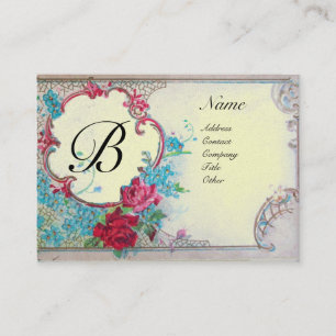 ROMANTISCHES MONOGRAMM, Platin-Metallpapier, silbe Visitenkarte