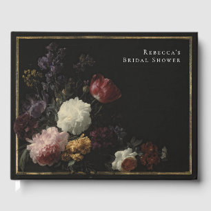 Romantisches Moody Black Gothic Florals Brautparty Gästebuch