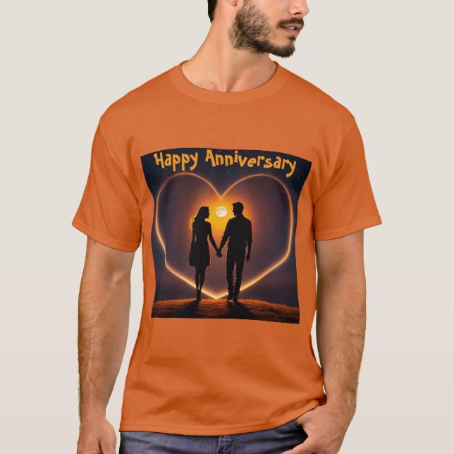 Romantisches Moonlit Couple Jubiläum Tshirt (Vorderseite)
