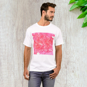 Romantisches Muster für Wasserfarben, rosa Herzen T-Shirt