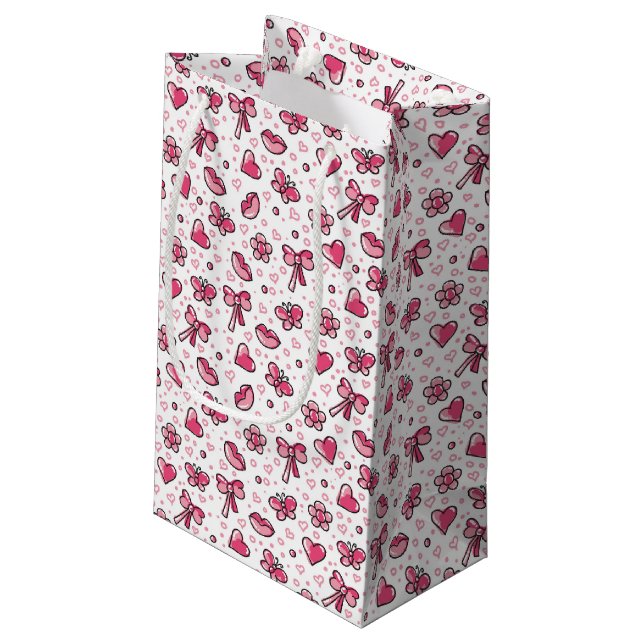 romantisches Muster Kleine Geschenktüte (Rückseite Schrägansicht)