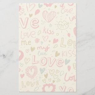 Romantisches Muster mit Herz und Lippen Briefpapier