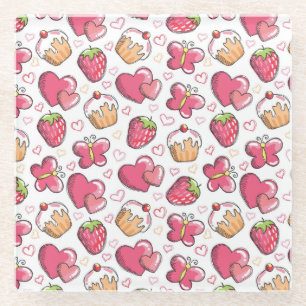 romantisches Nahrungsmittelmuster Glasuntersetzer