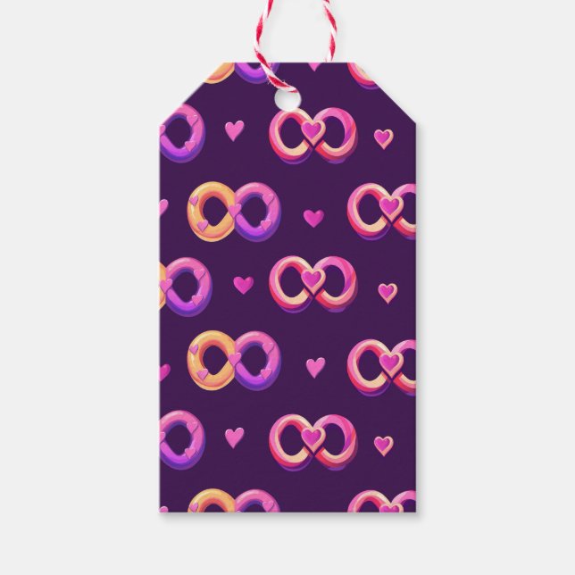 Romantisches nahtloses Muster mit Herz und Hochzei Geschenkanhänger (Vorderseite)