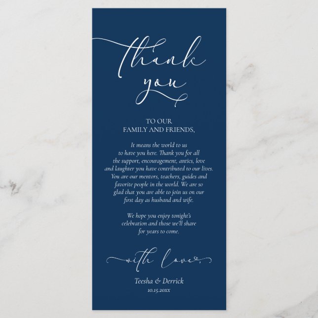 Romantisches Navy Blue, Place Setting Dankeschön K Programm (Vorderseite)