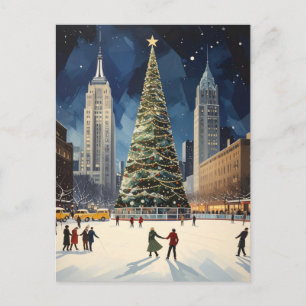 Romantisches New York Winter-Eislauf-Reiseziel Postkarte