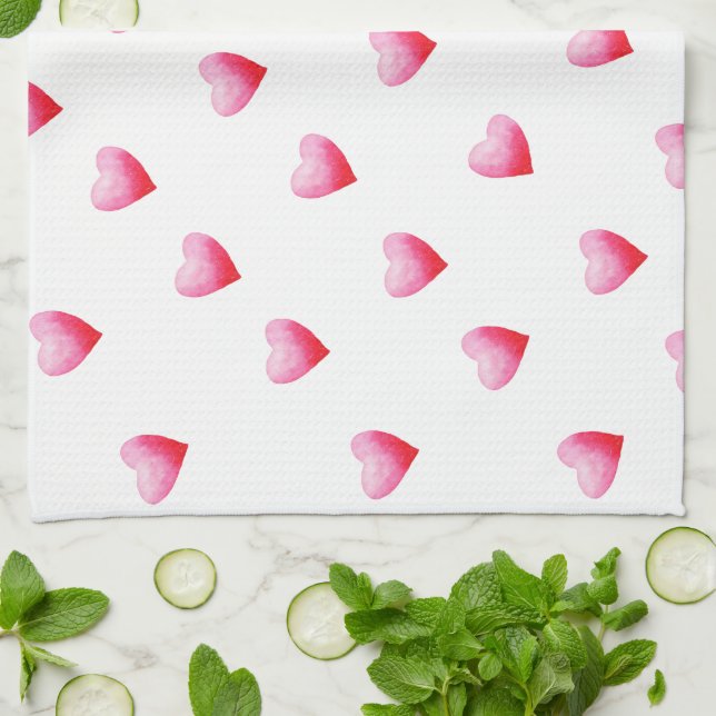 Romantisches Niedliches Rotes Herz Geschirrtuch (Gefaltet)