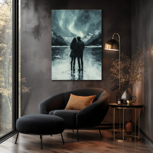 Romantisches Nordlicht - Kohlekunst Poster