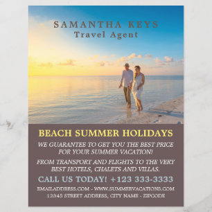 Romantisches Paar am Strand, Reisebüro-Werbung Flyer