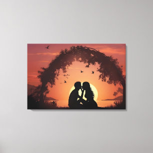 Romantisches Paar bei Sonnenuntergang Leinwanddruck