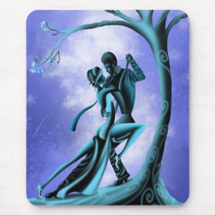 Romantisches Paar, das Tango tanzt blau Mousepad