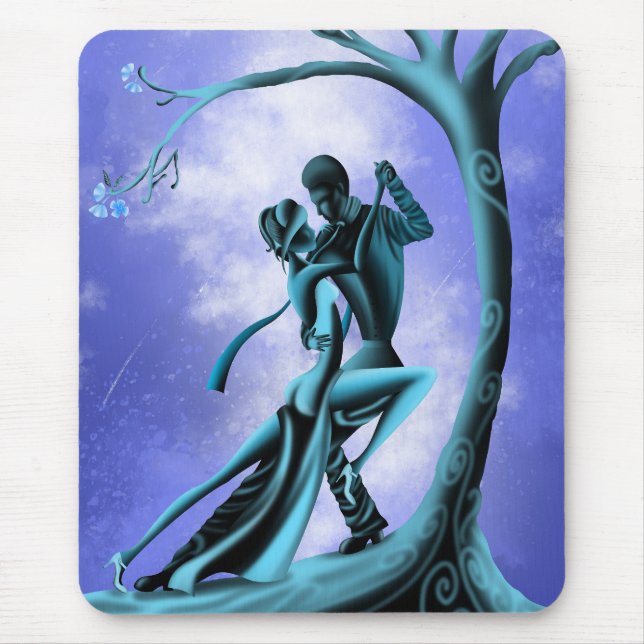 Romantisches Paar, das Tango tanzt blau Mousepad (Vorne)