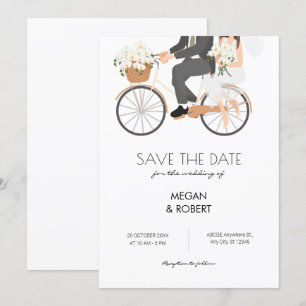Romantisches Paar fährt Fahrrad Hochzeit Save The Date