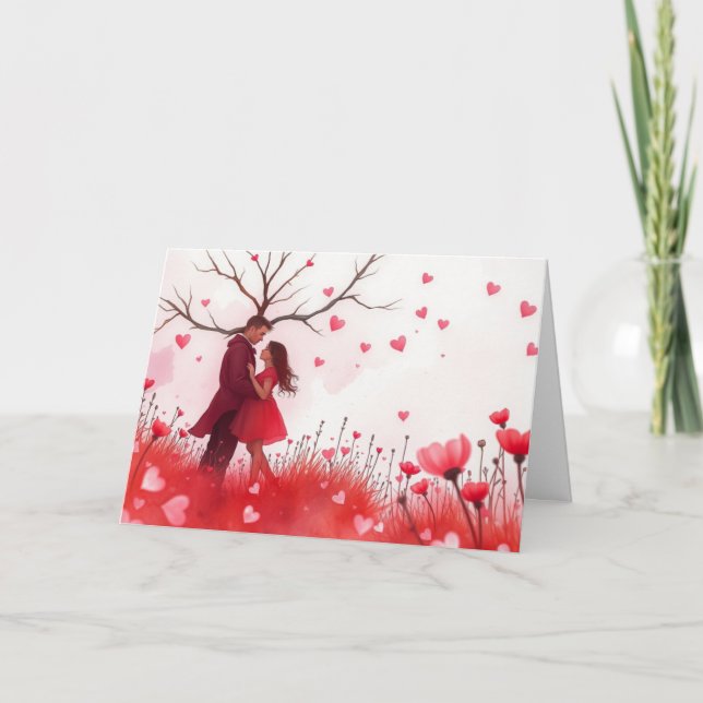 Romantisches Paar Feiertagskarte (Vorderseite)