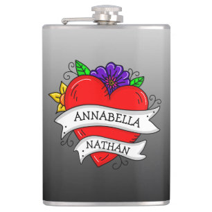Romantisches Paar-Geschenk   Tattoo Style Art Flachmann