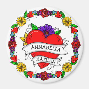 Romantisches Paar-Geschenk   Tattoo Style Art Magnet