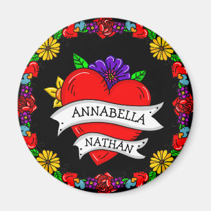 Romantisches Paar-Geschenk Tattoo Style Art Magnet