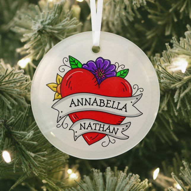 Romantisches Paar-Geschenk | Tattoo Style Art Ornament Aus Glas (InSitu)