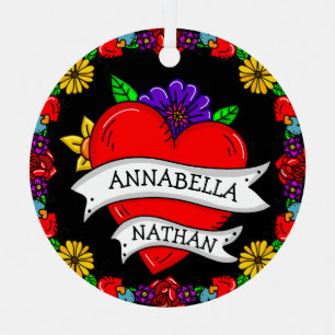 Romantisches Paar-Geschenk   Tattoo Style Art Ornament Aus Metall