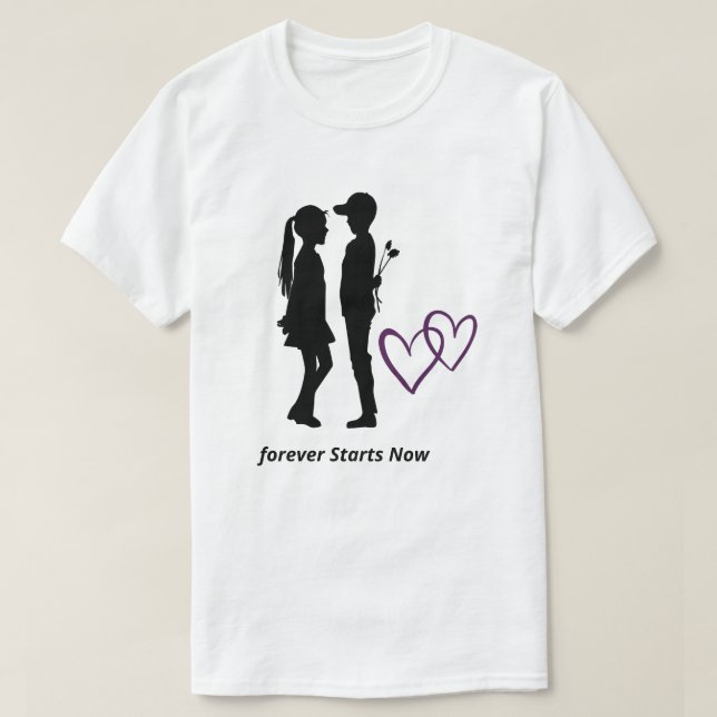 Romantisches Paar Herz T-Shirt (Design vorne)