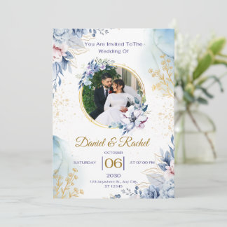romantisches Paar Hochzeit Blumen Feier Design Einladung