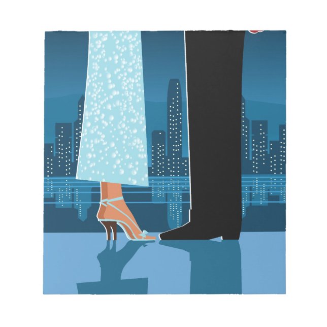 Romantisches Paar in der Stadt Notizblock (Vorderseite)