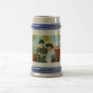 Romantisches Paar in einer Vintage-Szene Bierglas