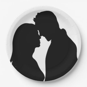 ROMANTISCHES PAAR SILHOUETTE PAPPTELLER