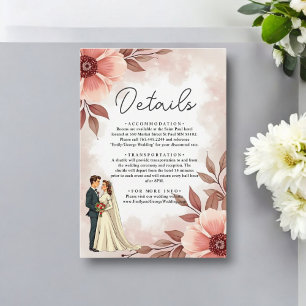 Romantisches Paar Staubige Wasserfarbe Florale Hoc Begleitkarte