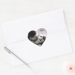 Romantisches Paar Vintage Retro-Foto Elegante Lieb Herz-Aufkleber