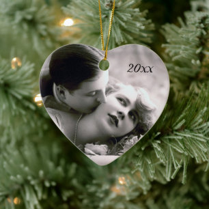 Romantisches Paar Vintage Retro-Foto Elegante Lieb Keramik Ornament