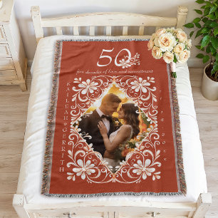 Romantisches Paarfoto Roter Rost 50. Hochzeitstag Decke