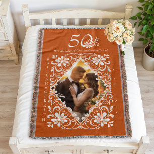Romantisches Paarfoto verbranntes Orange 50 Hochze Decke