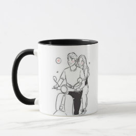 Romantisches Pärchen auf Roller – Süße minimalisti Tasse