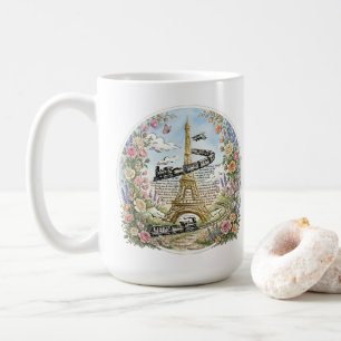 Romantisches Paris, Eiffelturm, französische Kunst Kaffeetasse