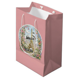 Romantisches Paris, Eiffelturm, französische Kunst Mittlere Geschenktüte