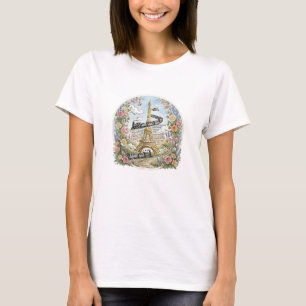 Romantisches Paris, Eiffelturm, französische Kunst T-Shirt