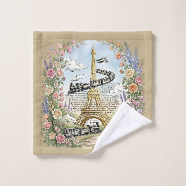 Romantisches Paris, Eiffelturm, französische Kunst Waschlappen (Waschlappen)