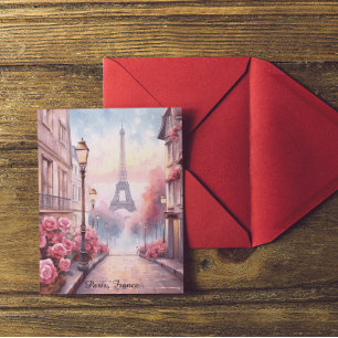 Romantisches Paris Frankreich – Eiffelturm Floral Postkarte