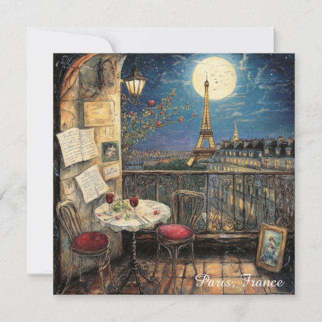 Romantisches Paris Frankreich Eiffelturm Illustrat (Vorderseite)