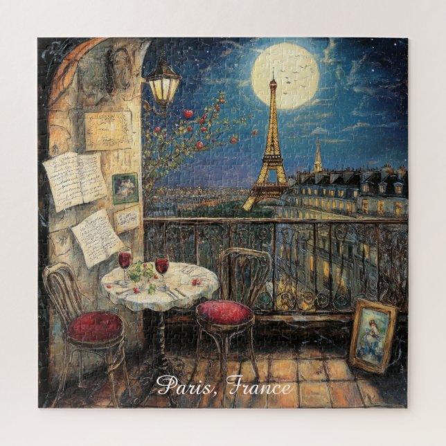 Romantisches Paris Frankreich Eiffelturm Illustrat Puzzle (Vertikal)