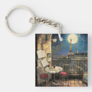Romantisches Paris Frankreich Eiffelturm Illustrat Schlüsselanhänger
