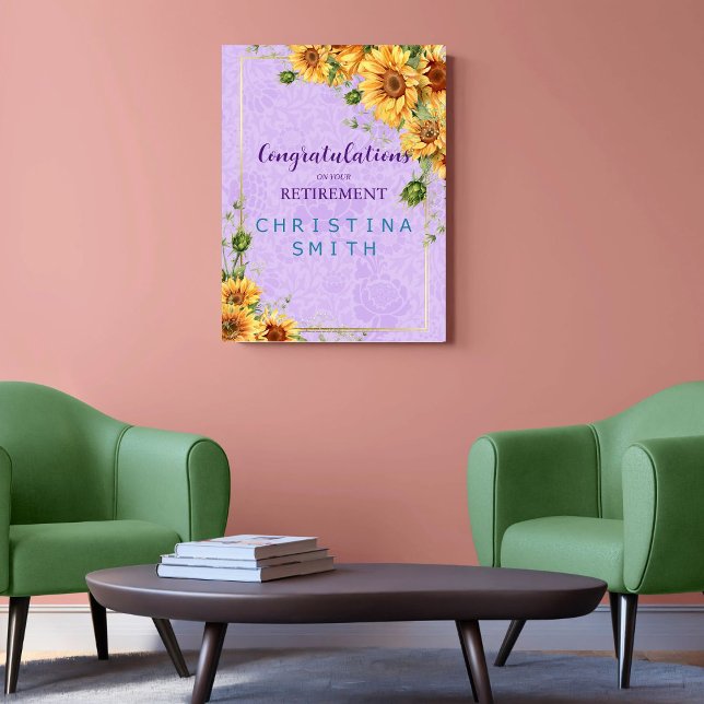 Romantisches Party für Sonnenblumen Poster (Romantic Sunflower Watercolor Retirement Party)