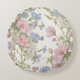 Romantisches Pastell-Blumenkissen im Vintage-Garte Rundes Kissen