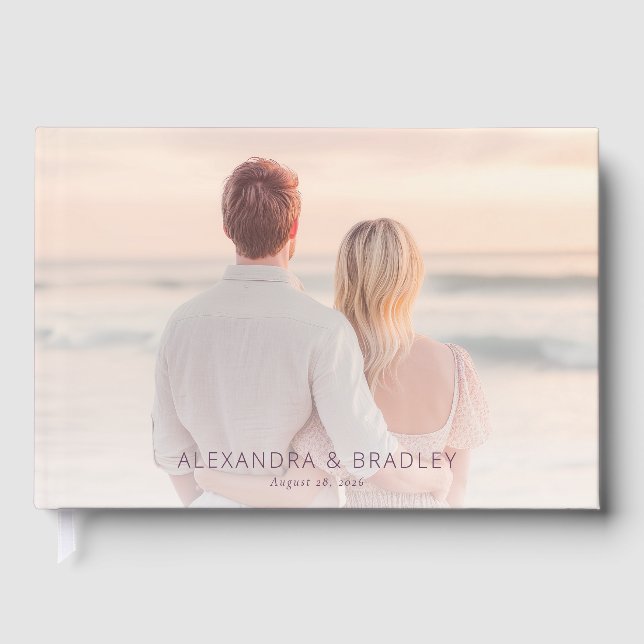 Romantisches Pastell-Strandfoto Gästebuch (Vorderseite)